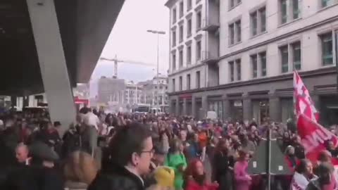 Huge Anti-Vaccine Passport Protest in Switzerland