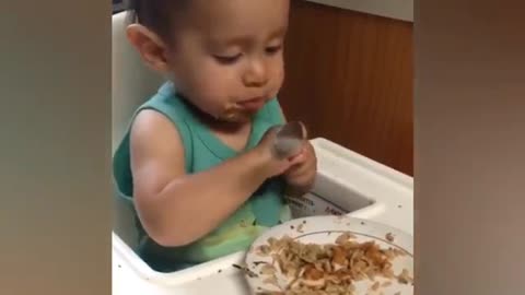 baby tired of using a spoon
