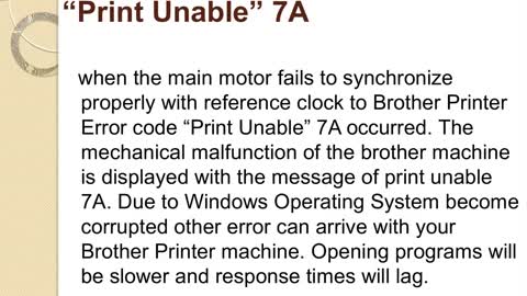 How to fix Brother Printer Error code “Print Unable” 7A