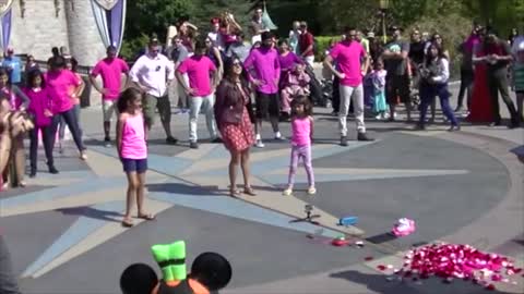 Dancing Flash Mob Joins Marriage Proposal At Disneyland