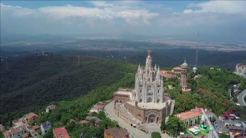 panorama of barcelona timelapse from mount tibidabo catalonia spain