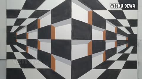 Optical illusion 3d wall painting decoration