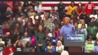 Barrak Obama loses control of the crowd, which begins to chant Fuck Joe Biden