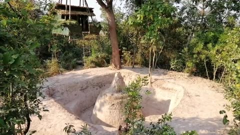Building more swimming pool for suspension house on the tree ( Ancient skill )