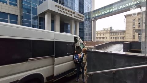 Terror suspects arrives at the central office of the Russia's Investigative Committee.