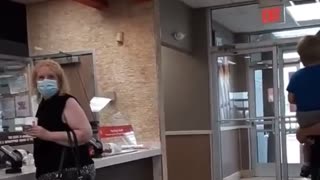 Awful crazy lady makes kids cry in Burger King for not wearing masks.