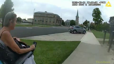 Bodycam video shows a woman on her motorized scooter leading Sandusky police on a chase