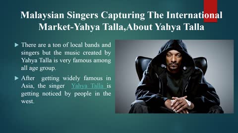 Malaysian Singers Capturing The International Market-Yahya Talla,About Yahya Talla