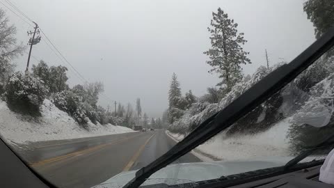 A snowy winter drive. Coarsegold CA to Oakhurst CA