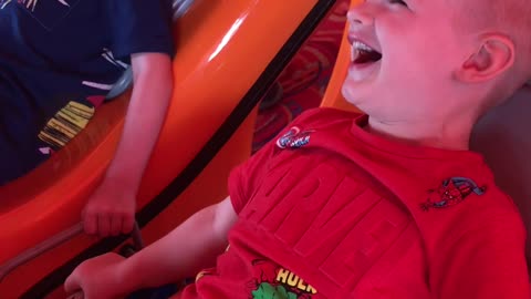 Boys Reaction to VR Roller Coaster Machine