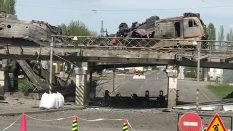 Destroyed railway bridg