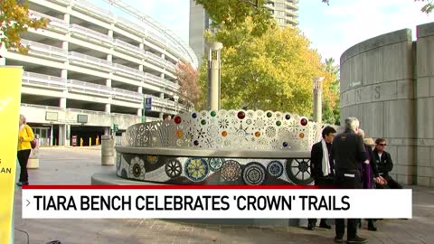 Local artists dedicate the Crown Tiara Bench downtown