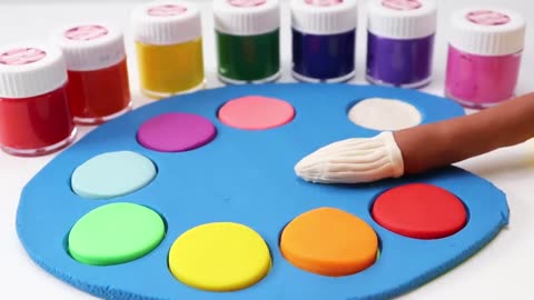 How to Make Rainbow Art Palette and Color Brush with Play Doh. #kids "playdoh #rainbow