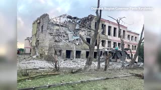 Donetsk school in ruins after alleged Russian strike