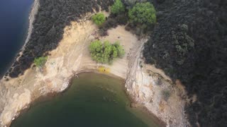 Drone view with the beautiful couple.