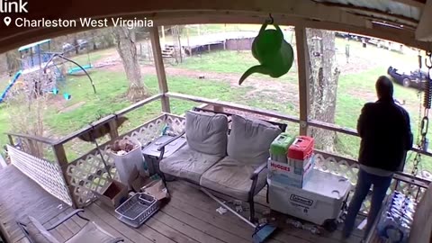 Man Enjoys Morning Coffee on Porch as High-Speed Police Pursuit Tears Across His Yard