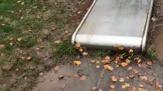 Child Has a Rough Ride Down a Slide