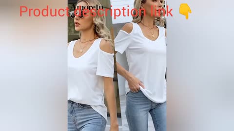 Amoretu Women's Summer Shirts: V-Neck Cold Shoulder Top & Blouse