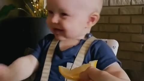 Baby first time eats lemon 😂😂 #drole #funny #bebedrole #babyfunny #b