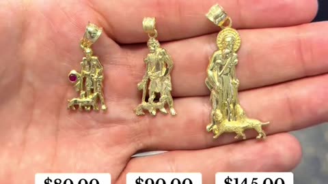 Real Gold Saint Lazarus & Saint Barbara Pendants