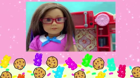 American girl cooking playdoh food surprize blind bags