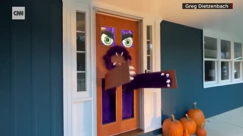 Dad builds scary front door to save candy from trick-or-treaters