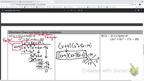 IM3 September 28th Dividing Polynomials