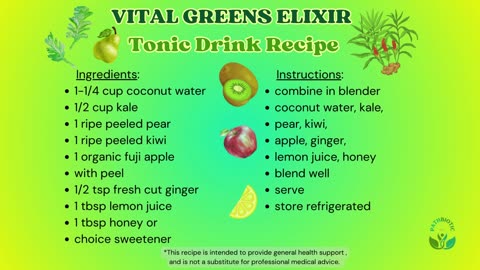 VITAL GREEN ELIXIR Tonic Drink ANTIOXIDANT Immune Boosting Energy