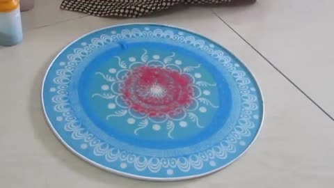 Diwali special 3 minutes rangoli design making using stencil - Creative rangoli making very fast