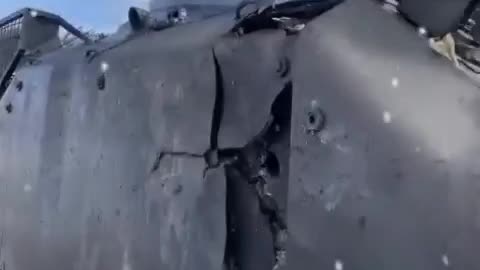 The NATO armored personnel carrier YPR-765 pierced by Russian shells