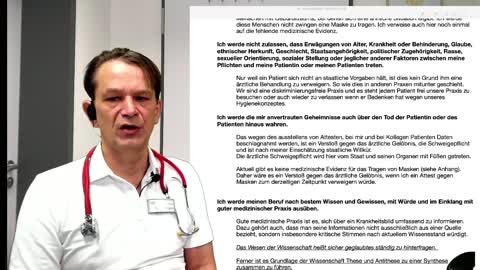 Ärztliche Ethik und Corona: Stellungnahme Gesundheitsamt - Maskengebrauch - Bodo Schiffmann