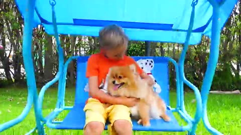 Mom and Son play with their pets|so lovely