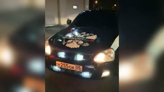 Russian Driver Covers Lada In COVID-19 Control Stickers