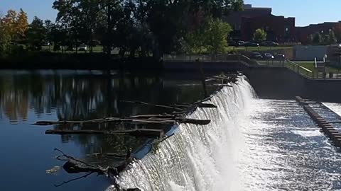 Water falling over the dam - Halloween capital of the world - Anoka, Minnesota.