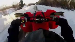 Red atv wheelie ice slide