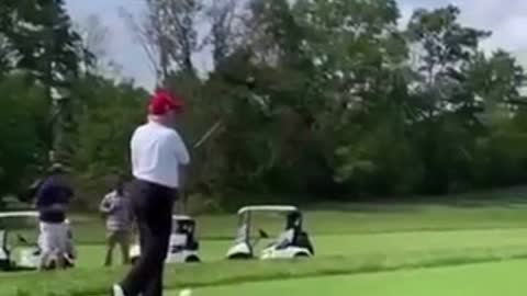 President DJT With Some Golf-Course Humor: "Think Biden Can Hit A Ball Like That?"