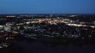 Drone View Kankakee At Night 4K