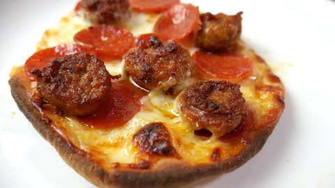 Naan Bread Pepperoni and Chorizo Pizza