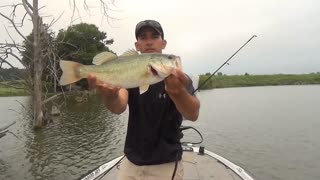 Fishing a woody lake and gettn' some great bass