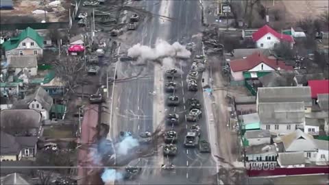 WAR IN UKRAINE RUSSIAN TANK CONVOY DESTROYED IN BROVARY BY DRONE STRIKE!