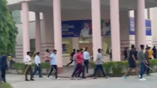 Armed Indian students chasing 60 Nigerian students in Goenka University