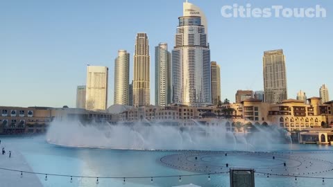 Dubai AE Downtown: Burj Khalifa Lake Walking Tour 4K