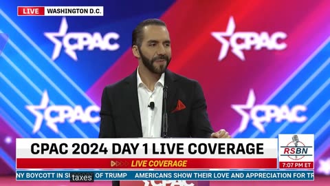 (Money and Taxes ...CLIP) Nayib Bukele, President of El Salvador, Addresses CPAC in DC 2024