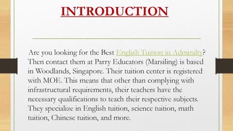 Best English Tuition in Admiralty