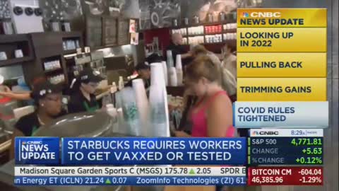 Starbucks announces vaccine-or-test mandate for its approximately 220,000 U.S. workers. .