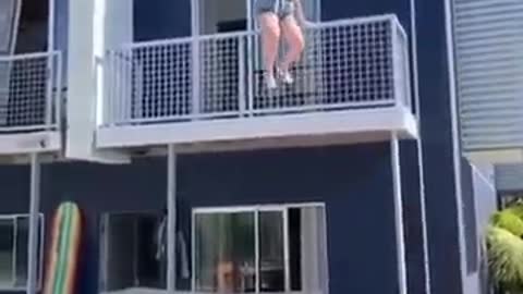 Funny Suicide Jump By A White Lady