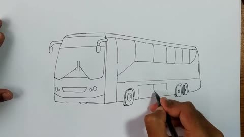 Bus Drawing - How to Draw a Bus Step by Step Easy For Kids | How to Draw a Bus | Easy Drawing