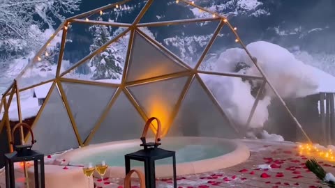 Beautiful destination , Hot bathtub in cold ice land