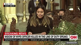 Widow of slain NYPD officer calls out Manhattan DA during her powerful heartbreaking eulogy