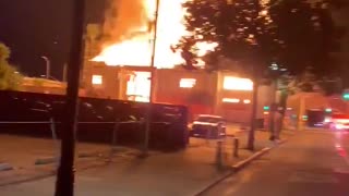 Abandoned church building fire in Santa Ana, California